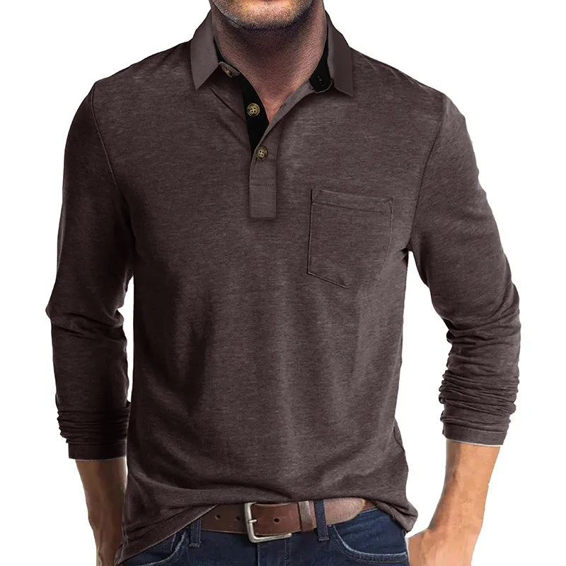 Kavin™ | Heren shirt lange mouw in Effen Kleur